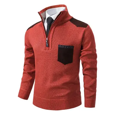 Men Grey Knit Hooded Zip Pullover Sweater