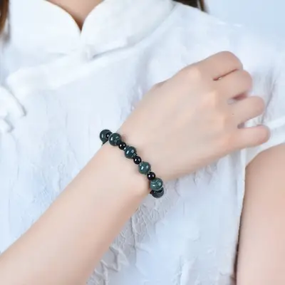 Hetian Jade Lantern Bracelet Black Beads