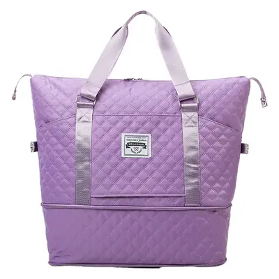 Pink Quilted Travel Bag Large Capacity Yoga Sports Bag
