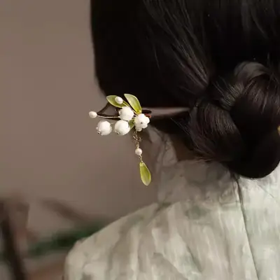 Jade Orchid Hairpin for Women Updo Hanfu Accessories