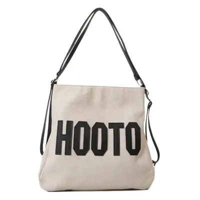 Textured Canvas Shoulder Bag Black White 2023