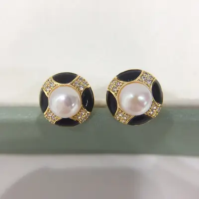 Natural Pearl Earrings for Women Black Blue Gold Plated