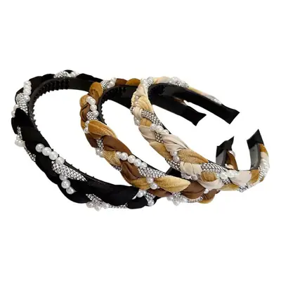2024 Winter Celebrity Headband with Pearl & Gold Embellishment