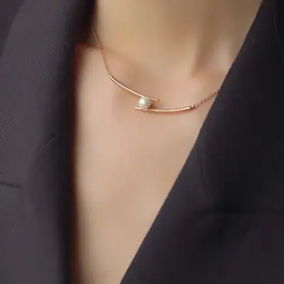 14K Gold Pearl Necklace for Women
