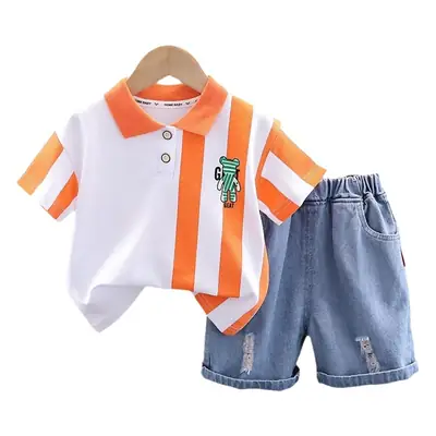 0-5Yr Boys Shorts Suit White Orange Denim Shorts