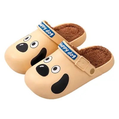 Cartoon Dog Waterproof Cotton Slippers Women Winter Warm Non-Slip