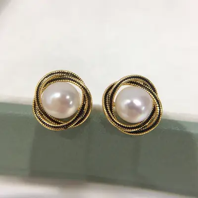 Natural Pearl Earrings for Women 18K Gold Filled