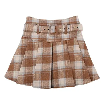 Plaid Woolen Skirt Set for Women 8367