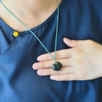Hetian Jade "Safe Lock" Necklace Black
