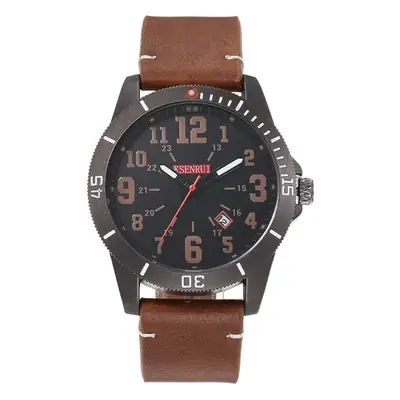 Men's Waterproof Quartz Watch Brown Leather Band 511