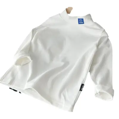 2023 New Boys White Turtleneck Shirt