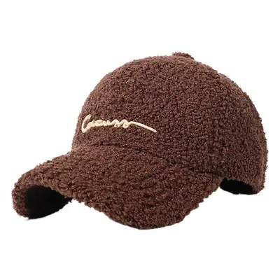 Women's Brown Velvet Peaked Cap Winter Warm
