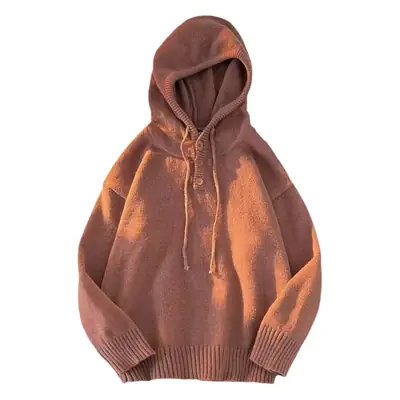 Men's Brown Hooded Sweatshirt Winter Coat