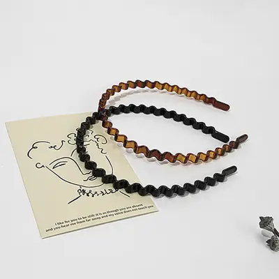 Black Wavy Hair Hoop for Women's Hairpin