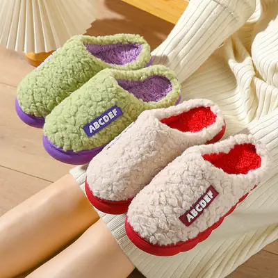 Women's Thermal Cotton Slippers Red Bottom Winter Casual