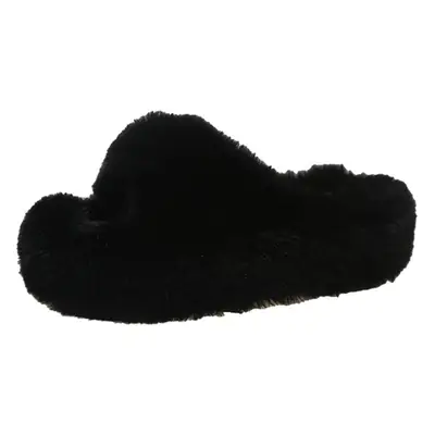 7cm Thick-Soled Slippers with Fleece Lining, Warm Cotton Slippers, Cross-Strap Fashion Ins2026 Autumn and Winter New Style Furry Slippers