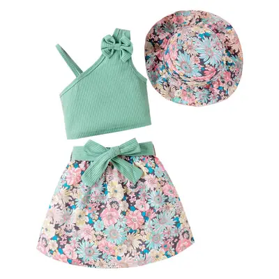 Baoxi Kids Floral Kurti Set with Hat Belt
