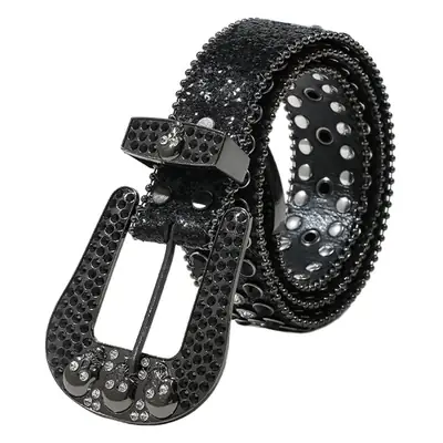 Black Rhinestone Crossbody Belt for Women