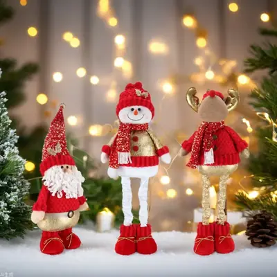 Christmas Gnome Doll 50cm Red Gold Telescopic Leg