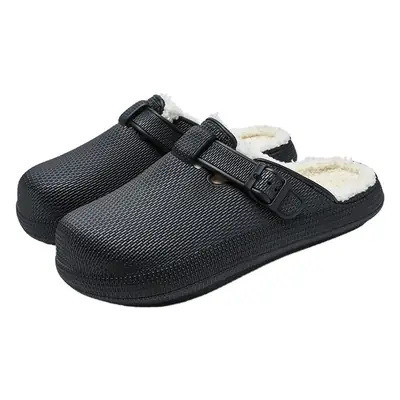 Winter Men's Fleece Slipper Black with Velcro