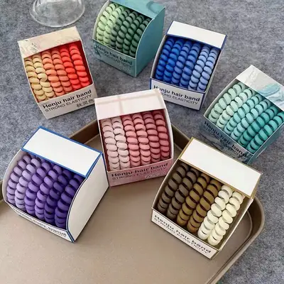 6 Gradient Hair Bands for Women Strong Elasticity Leather Case
