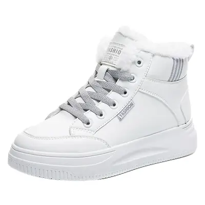 White Velvet Thick Winter Sneakers for Women 2025