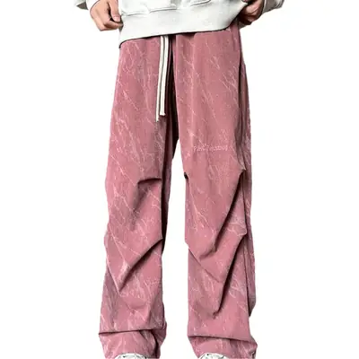 Men Fleece Lined Grey Wide Leg Pants