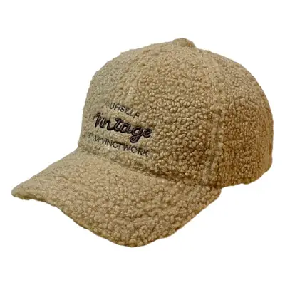Women Furry Cap Winter Tan Black Embroidered