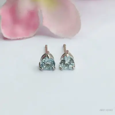 Ice Blue Gemstone Heart Earrings S925 Silver