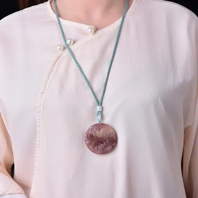 Exquisite Gold & Jade Dragon Pendant Necklace