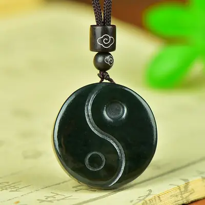Hetian Jade Eight Diagram Pendant Black