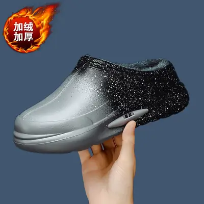 Men's Waterproof Fleece Lined Slippers Silver Sparkle