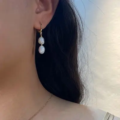Natural Baroque Pearl Earrings for Women