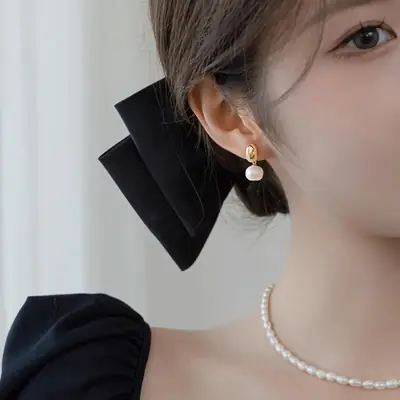 Elegant Pearl Earrings Gold Plated Women's Retro Design