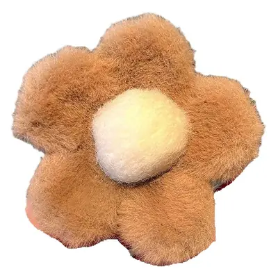 Fluffy Brown Flower Hair Clip for Women