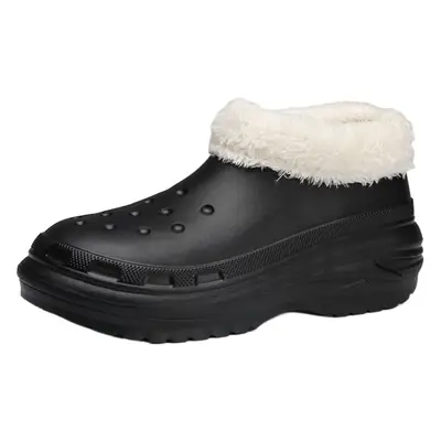Men Winter Wool Slippers Black Velvet Warm Waterproof