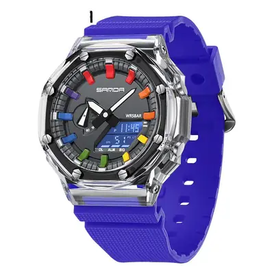 Sanda Transparent Case Men's Electronic Watch with Oak Design