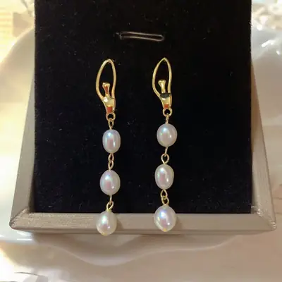 Ballet Girl's Pearl Earrings Silver Pin Korean Style