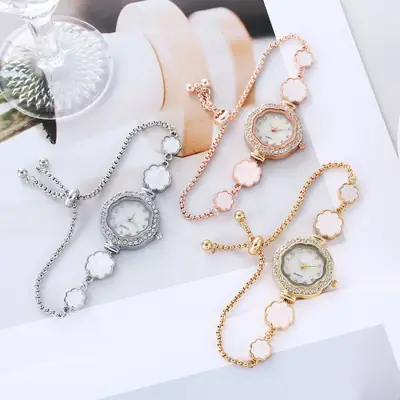 Silver Sunflower Diamond Watch for College Women