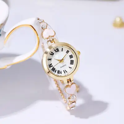 Women's Rose Gold Roman Numeral Bracelet Watch