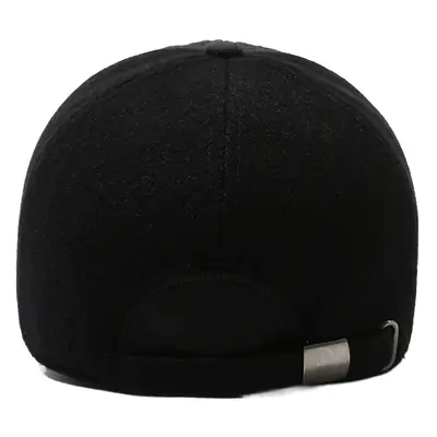 Black Fleece Lined Peak Cap Winter Travel