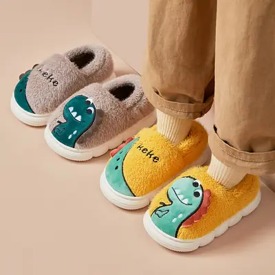 Cross-Border Wholesale Cute Children's Slippers with Thickened Heel, Warm Indoor Baby Cotton Slippers, Non-Slip Autumn and Winter Slippers for Girls