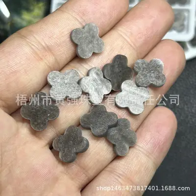 Dubai New Gold Goods Quality Natural Silver Obsidian Four-leaf Clover Necklace