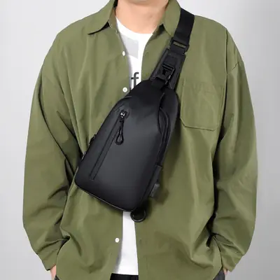 Men's Waterproof Korean Style Chest Bag Black