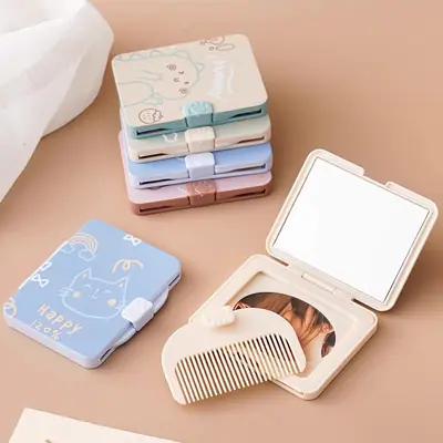 Creative Carry-On Mini Mirror Comb for Outdoor Use