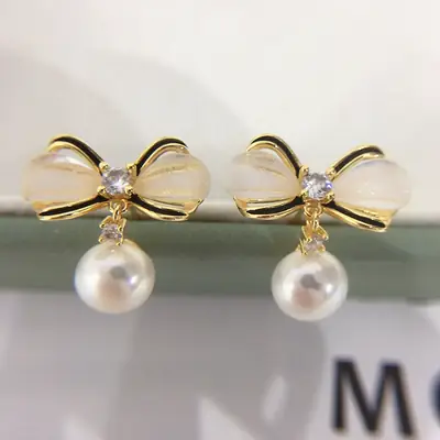 Sweet Bow Smart Pearl Earrings for Women