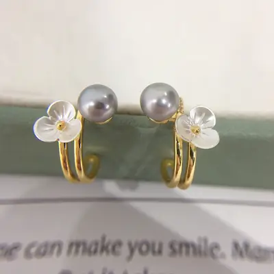 Women's Sweet Flower Pearl Earrings S925 Sterling Silver