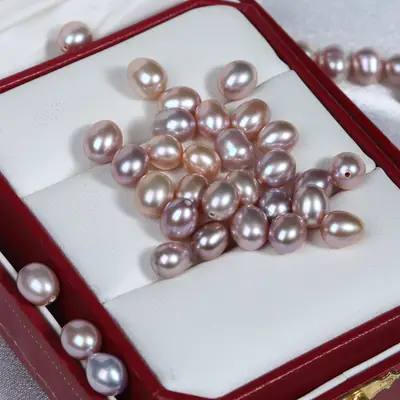 7mm Natural Freshwater Pearl Half Hole Beads