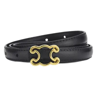 Women's Genuine Leather Belt with Gold Buckle
