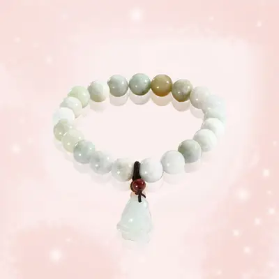 Natural Jade Bracelet Women's Round Bead Tight Rope Design